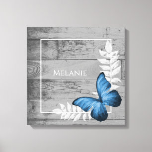 Blauer Schmetterling Rustikal Leinwanddruck