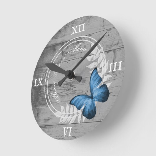 Blauer Schmetterling Rustikale Acrylwand Uhr (Winkel)