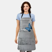 Blauer Schmetterling Rustikale Personalisierte Sch Schürze (Getragen)
