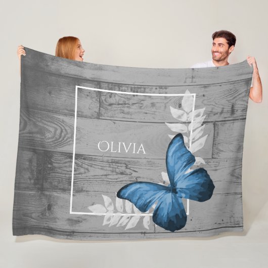 Blauer Schmetterling Rustikales Personalisiert Fle Fleecedecke (Beispiel)