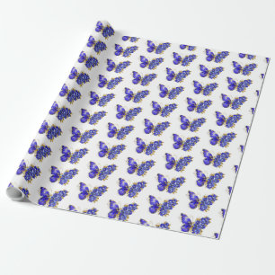 Blauer Schmetterling Saphir Geschenkpapier