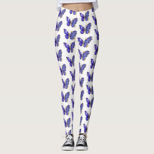 Blauer Schmetterling Saphir Leggings (Vorderseite)
