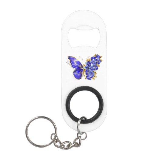 Blauer Schmetterling Saphir Mini Flaschenöffner (Vorderseite)