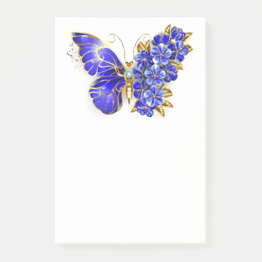 Blauer Schmetterling Saphir Post-it Klebezettel (Vorderseite)