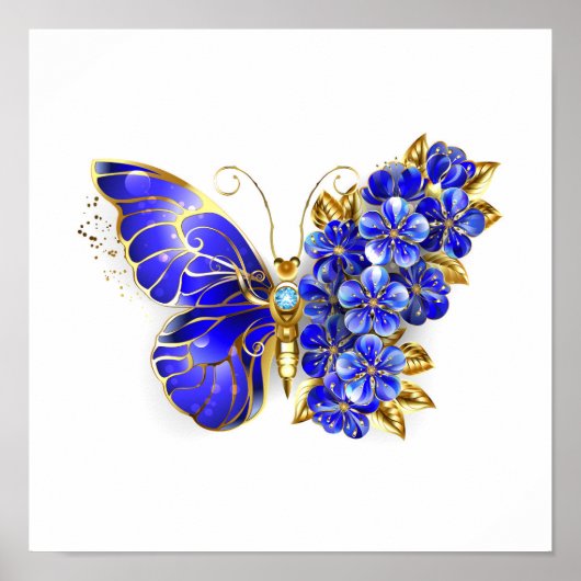 Blauer Schmetterling Saphir Poster (Vorne)