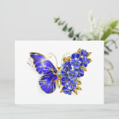 Blauer Schmetterling Saphir Save The Date (Stehend Vorderseite)