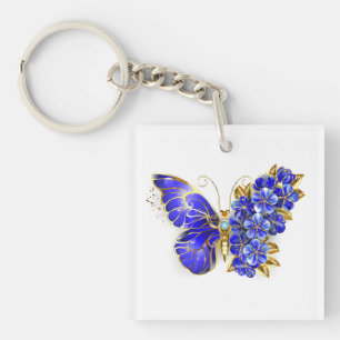 Blauer Schmetterling Saphir Schlüsselanhänger