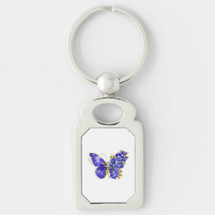 Blauer Schmetterling Saphir Schlüsselanhänger