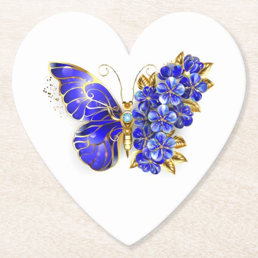 Blauer Schmetterling Saphir Untersetzer (Vorderseite)