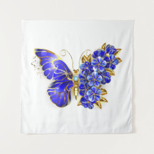 Blauer Schmetterling Saphir Wandteppich