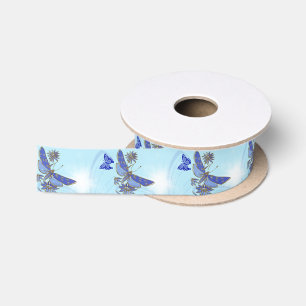 Blauer Schmetterling Satinband