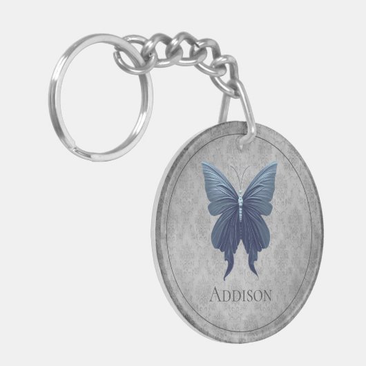 Blauer Schmetterling Schlüsselanhänger (Vorderseite links)