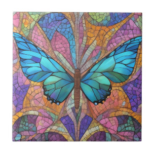 Blauer Schmetterling Schönes Mosaik Fliese