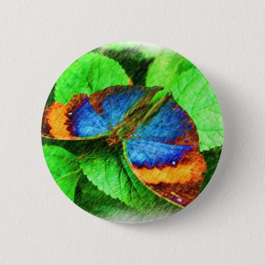 Blauer Schmetterling-Stift Button (Vorderseite)
