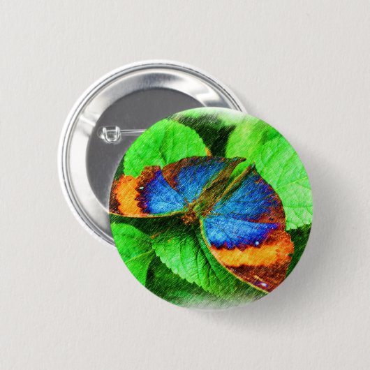 Blauer Schmetterling-Stift Button (Vorne & Hinten)