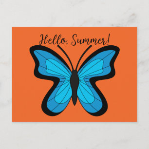 Blauer Schmetterling Text hinzufügen Feiertagspostkarte