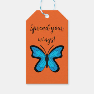Blauer Schmetterling Text hinzufügen Geschenkanhänger