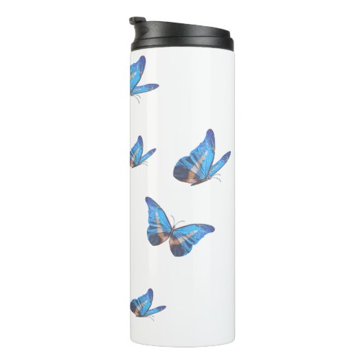 Blauer Schmetterling-Thermalbecher Thermosbecher (Nach rechts gedreht)