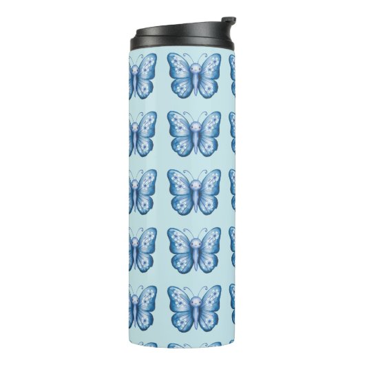 Blauer Schmetterling Thermosbecher (Nach links gedreht)