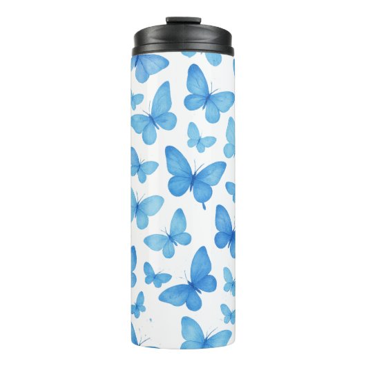 Blauer Schmetterling Thermosbecher (Vorderseite)