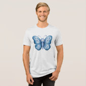 Blauer Schmetterling Tri-Blend Shirt (Vorderseite voll)