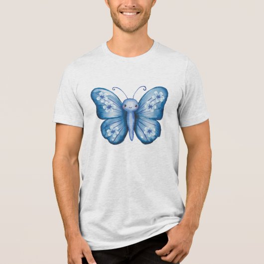 Blauer Schmetterling Tri-Blend Shirt (Vorderseite)