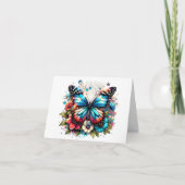 Blauer Schmetterling und Blume | Danke Karte (Vorderseite)