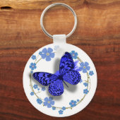 Blauer Schmetterling und Blume Hübscher Schlüssel/ Schlüsselanhänger (Vorderseite)