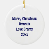 Blauer Schmetterling und Blume Personalisiert Weih Keramik Ornament (Hinten)