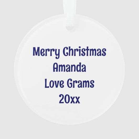 Blauer Schmetterling und Blume Personalisiert Weih Ornament (Rückseite)