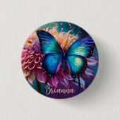 Blauer Schmetterling und der Dahlia Button (Vorderseite)
