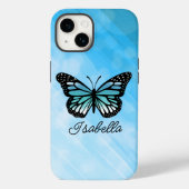 Blauer Schmetterling und Ihr Name Personalisiert Case-Mate iPhone Hülle (Rückseite)