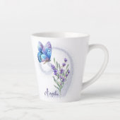 Blauer Schmetterling und Lavendel Personalisiert Milchtasse (Rechts)