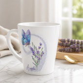 Blauer Schmetterling und Lavendel Personalisiert Milchtasse