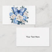 Blauer Schmetterling und Rose Visitenkarte (Vorne/Hinten)