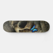 Blauer Schmetterling und Schädel Skateboard (Horizontal)