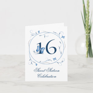 Blauer Schmetterling und Wirbel Süß 16 Einladung