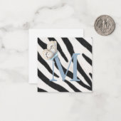Blauer Schmetterling und Zebra Fur Bue Monogram ku Mitteilungskarte (Vorderseite/Rückseite Beispiel)