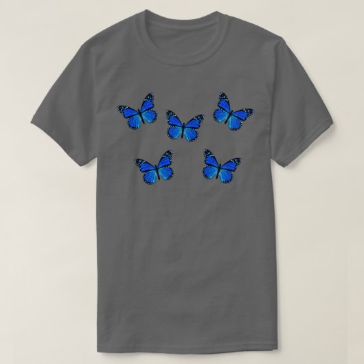 Blauer Schmetterling verstreut T-Shirt (Design vorne)