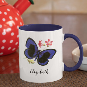 Blauer Schmetterling Vintage-Insekt Tasse