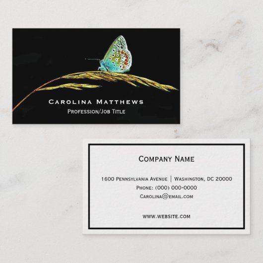 Blauer Schmetterling Visitenkarte (Vorne/Hinten)
