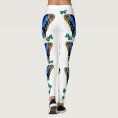 Blauer Schmetterling Volllange Leggings (Rückseite)