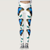 Blauer Schmetterling Volllange Leggings (Vorderseite)