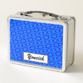 Blauer Schmetterling von Kenneth Yoncich Metall Lunch Box (Rückseite)