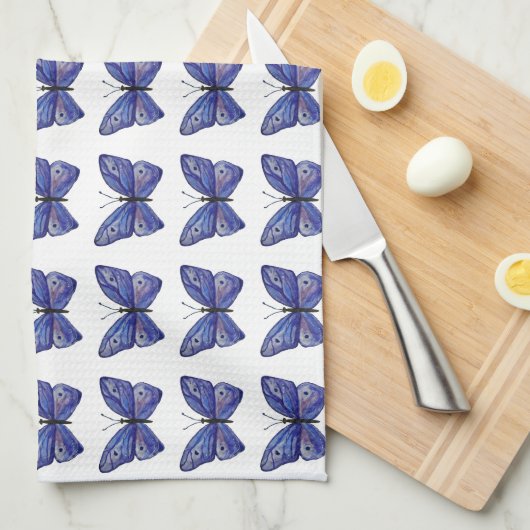 Blauer Schmetterling Wasserfarbe Handtuch (Viertel Falte)