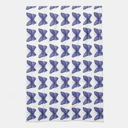 Blauer Schmetterling Wasserfarbe Handtuch (Vertikal)
