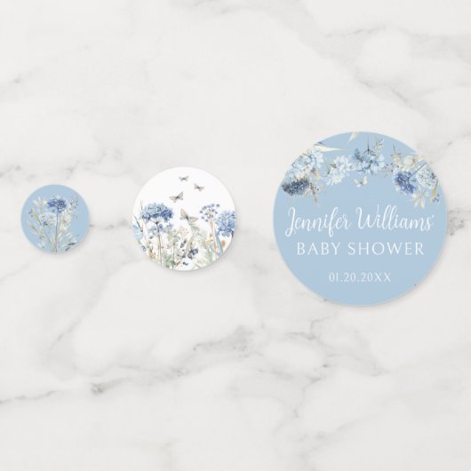 Blauer Schmetterling Wildblumen Duschtisch Konfetti (Vorderseiten)