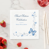 Blauer Schmetterling & Wirbel Sweet 16 Serviette (Beispiel)
