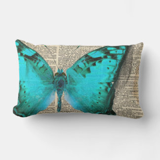 Blauer Schmetterling, Wörterbuchseite, dekorativ Lendenkissen