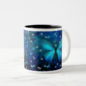 Blauer Schmetterling Zweifarbige Tasse (VorderseiteRechts)